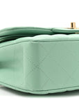 Caviar Quilted Small Double Flap Light Green