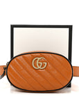 Vintage Effect Calfskin Matelasse Diagonal Torchon GG Marmont Belt Bag 95 38 Cognac
