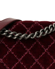 Velvet Tweed Quilted Medium Boy Flap Burgundy