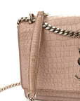 Calfskin Crocodile Embossed Medium Monogram Sunset Rose Antic