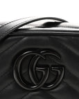 Calfskin Matelasse Monochrome Small GG Marmont Chain Shoulder Bag Black