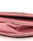 Lambskin Quilted CC Crossing Wallet On Chain WOC Pink
