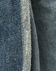 Washed Frayed Denim Logo Medium Hardware Tote Blue