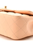 Lambskin Quilted Mini Rectangular Flap Beige