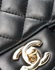 Lambskin Quilted Mini Square Flap Black