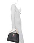 Taurillon Capucines MM Black Beige Red