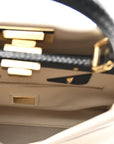 Vitello Seta Snakeskin Monster Eyes Medium Peekaboo Iconic Satchel Amido Sand Black