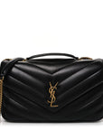 Lambskin Chevron Quilted Medium Loulou Black