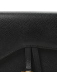 Grained Calfskin Saddle Belt Bag Black