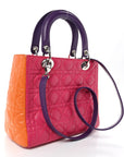 Lambskin Cannage Medium Tri-Color Lady D1OR Pink