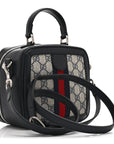 GG Supreme Monogram Mini Ophidia Top Handle Square Shoulder Bag Beige Blue
