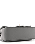 Caviar Quilted Mini Rectangular Flap Grey