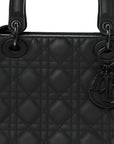 Ultra Matte Calfskin Cannage Medium Lady D1OR Black
