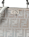 Iridescent Crystal Vitello Laminato Suede FF Petite Peekaboo I SEE U Satchel Cappuccino