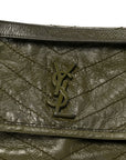 Crinkled Lambskin Matelasse Monogram Baby Niki Chain Satchel Seawood