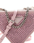 Satin Crystal Mini Triangle Crossbody Pouch Alabastro