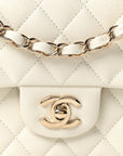 Caviar Quilted Medium Double Flap White