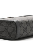 GG Supreme Monogram Textured Dollar Calfskin Web Small Ophidia Shoulder Bag Grey Black Graphite Grey