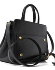 Shiny Box Calfskin Small Money Tote Black