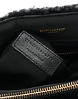 Shearling Y Quilted Monogram Medium Loulou Chain Satchel Black