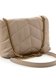 Lambskin Quilted Toy Loulou Puffer Monogram Chain Satchel Nude Powder