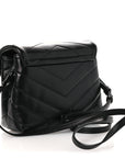 Calfskin Y Quilted Monogram Monochrome Toy Loulou Crossbody Bag Black
