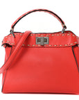 Vitello Granato Camoscio Selleria Macro Stitchings Mini Peekaboo I SEE U Satchel Tullipano