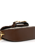 GG Supreme Monogram Azalea Calfskin Web Horsebit 1955 Wallet On Strap Beige Ebony Brown Sugar