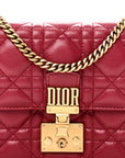 Lambskin Cannage D1ORaddict Wallet On Chain Clutch Fuchsia