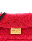 Shearling Nappa Mini Be Baguette Shoulder Bag Fuxia Black