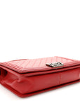 Calfskin Quilted New Medium Boy Flap Red