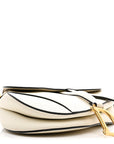 Grained Calfskin Saddle Bag White