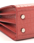 Calfskin Crocodile Embossed Nano Sac De Jour Rose Fonce