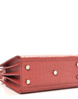 Calfskin Crocodile Embossed Nano Sac De Jour Rose Fonce