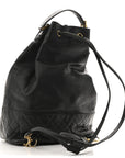 Caviar Quilted Drawstring Backpack Black