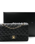 Caviar Quilted Medium Double Flap Black