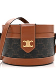 Calfskin Triomphe Canvas Medium Tambour Bag Tan