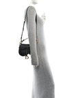 Grained Calfskin Mini Saddle Bag With Strap Black