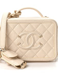 Caviar Quilted Small CC Filigree Vanity Case White