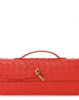 Nappa Intrecciato Long Andiamo Top Handle Clutch Orange