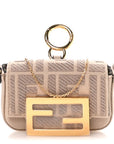 Canvas Vitello King FF Embroidered Nano Maxi Buckle Baguette Charm Nuvola