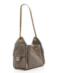 Suede Quilted Mini CHNL 25 Handbag Dark Grey