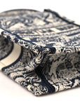 Canvas Toile de Jouy Reverse Embroidered Mini Book Tote Phone Bag Blue