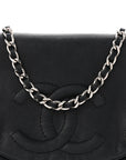 Lambskin Half Moon Wallet On Chain WOC Black