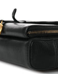 Goatskin Double Saddle Pouch Black