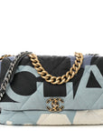 Silk Maxi Scarf CHNL 19 Flap Black Blue White