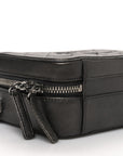 Metallic Caviar Quilted Small CC Filigree Vanity Case Dark Silver
