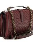French Calfskin Intrecciato City Knot Bag Burgundy