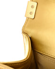 Metallic Calfskin Crocodile Embossed Graffiti Medium Cocodile Boy Flap Gold