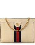 Textured Calfskin Web Small Ophidia Chain Shoulder Bag Mystic White